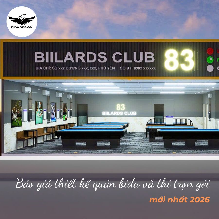 Báo giá thiết kế quán bida và thi trọn gói mới nhất 2026 – Bida Design