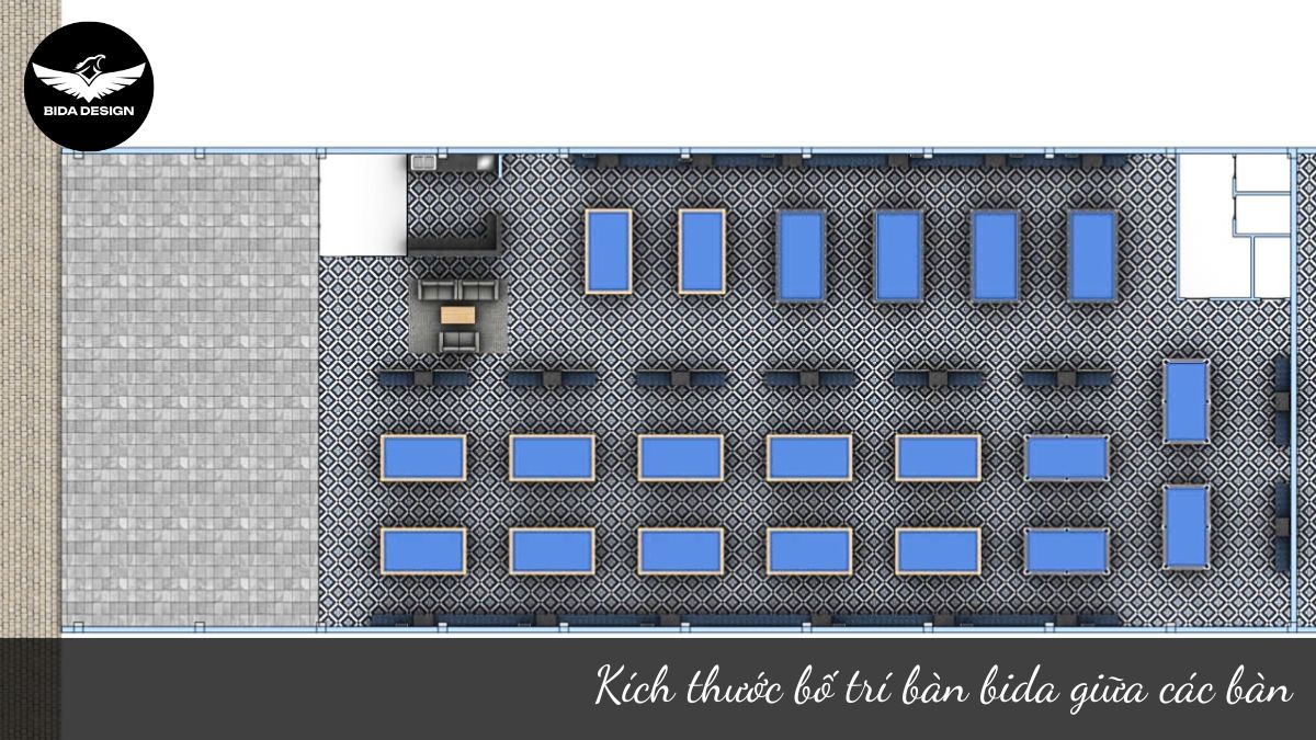 Kích thước bố trí bàn bida giữa các bàn