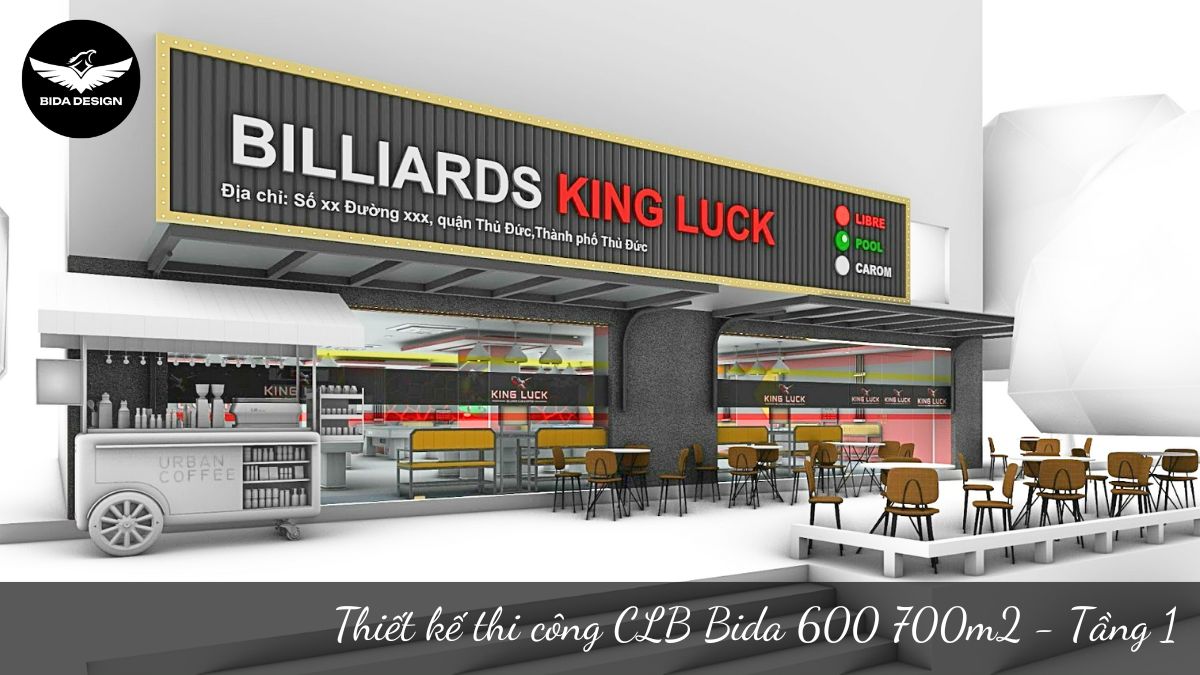 Thiết kế thi công CLB Bida 600 700m2 - Tầng 1