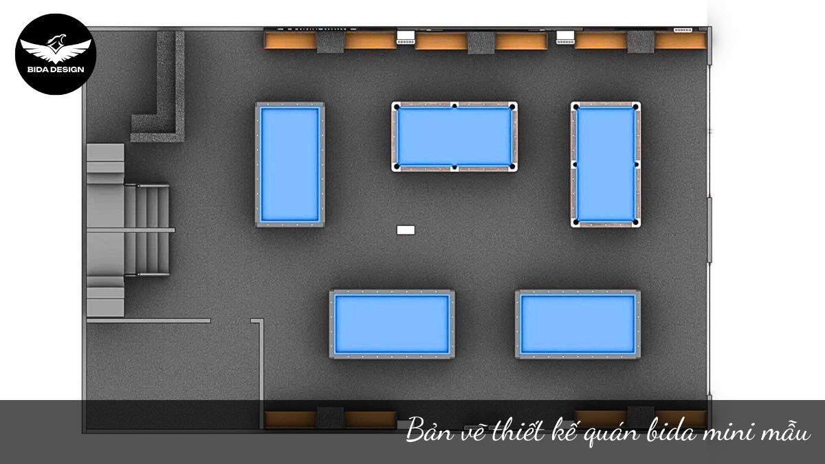 Bản vẽ thiết kế quán bida mini mẫu