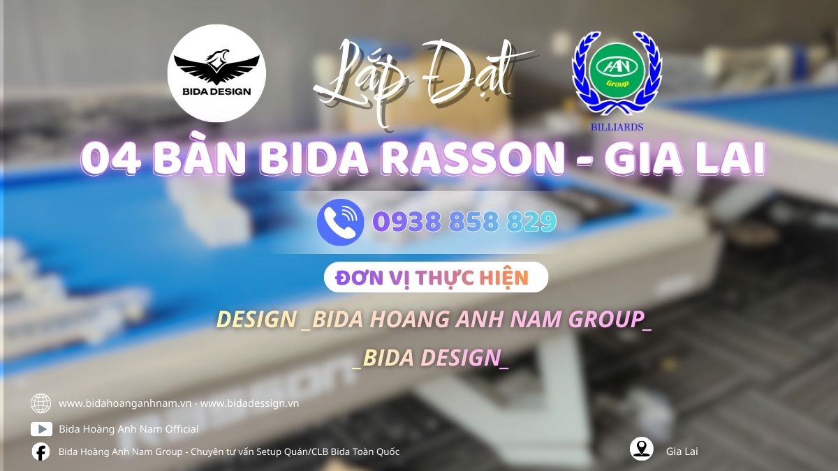 Lắp đặt 4 bàn bida Rasson tại Gia Lai