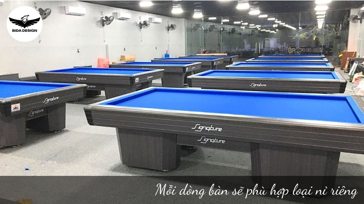 Mỗi dòng bàn sẽ phù hợp loại nỉ riêng
