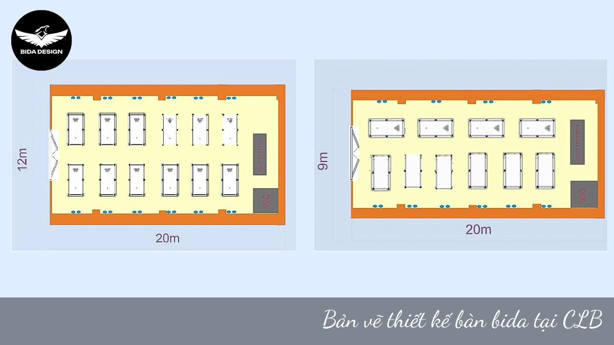 Bản vẽ thiết kế bàn bida tại CLB